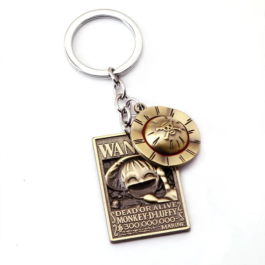 Anime One Piece Wanted Charm Keychain