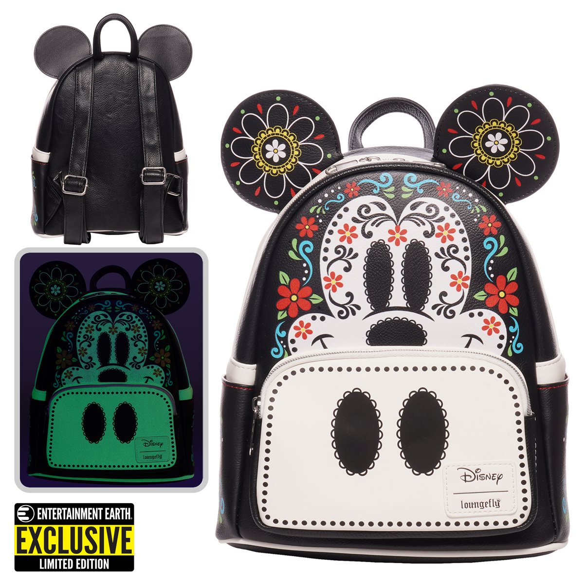 Loungefly Mickey Mouse Dia de los Muertos Sugar Skull Mickey Mini Backpack