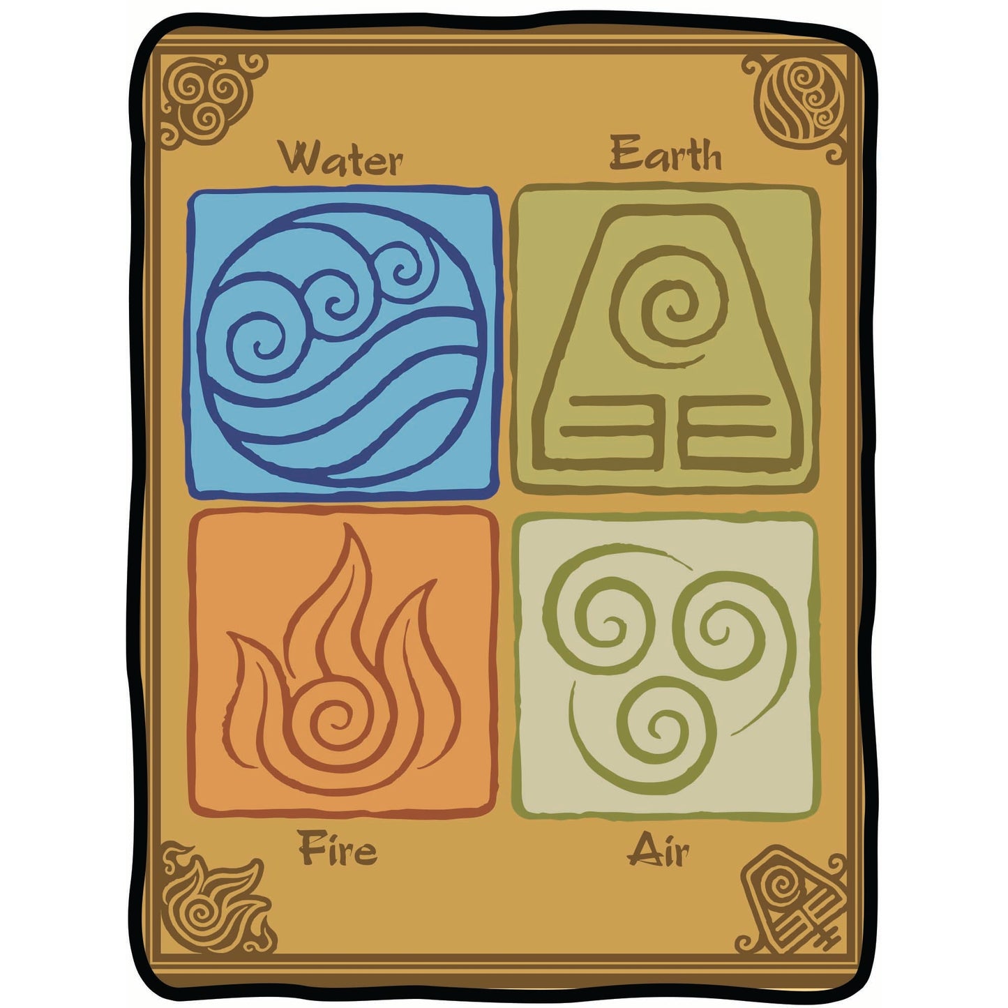 Avatar The Last Airbinder The Four Elements Printed Fleece Throw Blanket