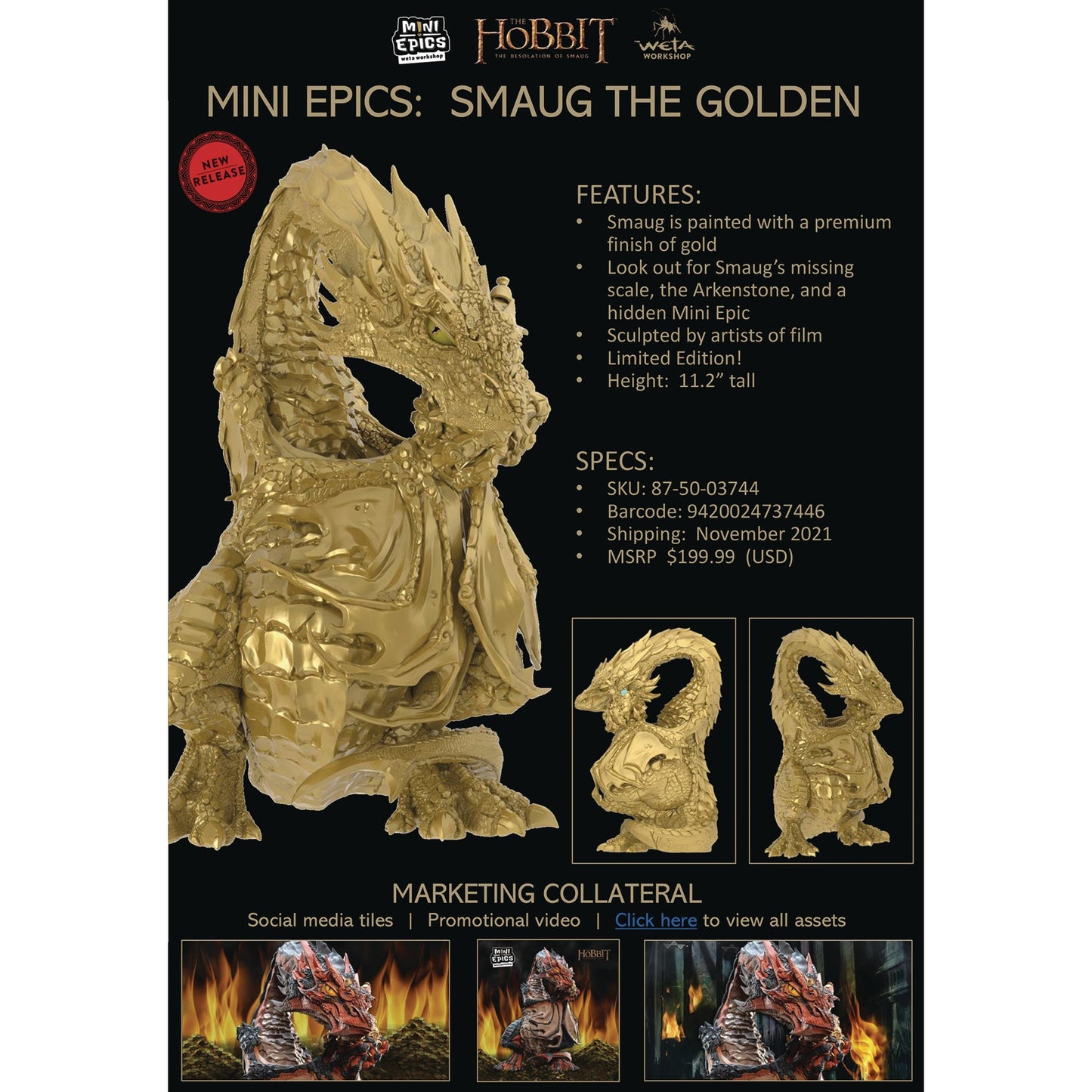 MINI EPICS LOTR: HOBBIT SMAUG THE GOLDEN LIMITED EDITION