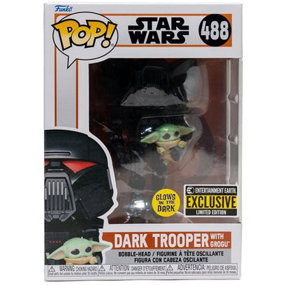 POP Star Wars: Mandalorian - Dark Trooper with Grogu 488 (Glow)