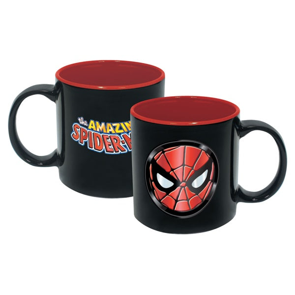 BLACK Spider-Man Iridescent Face Insignia Logo 20 oz Ceramic Coffee Mug